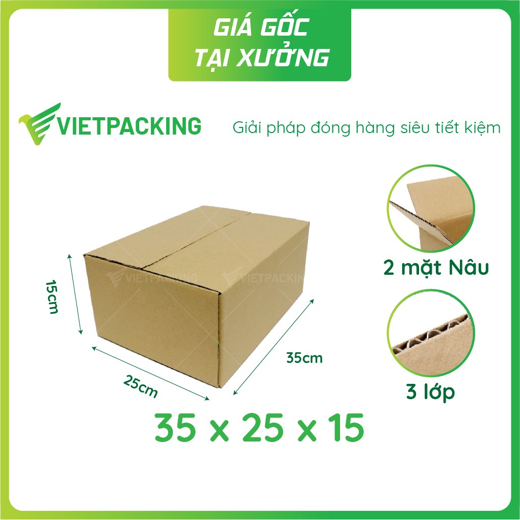 [SIÊU RẺ] 10 hộp carton size 35x25x15 đóng hàng tiện lợi